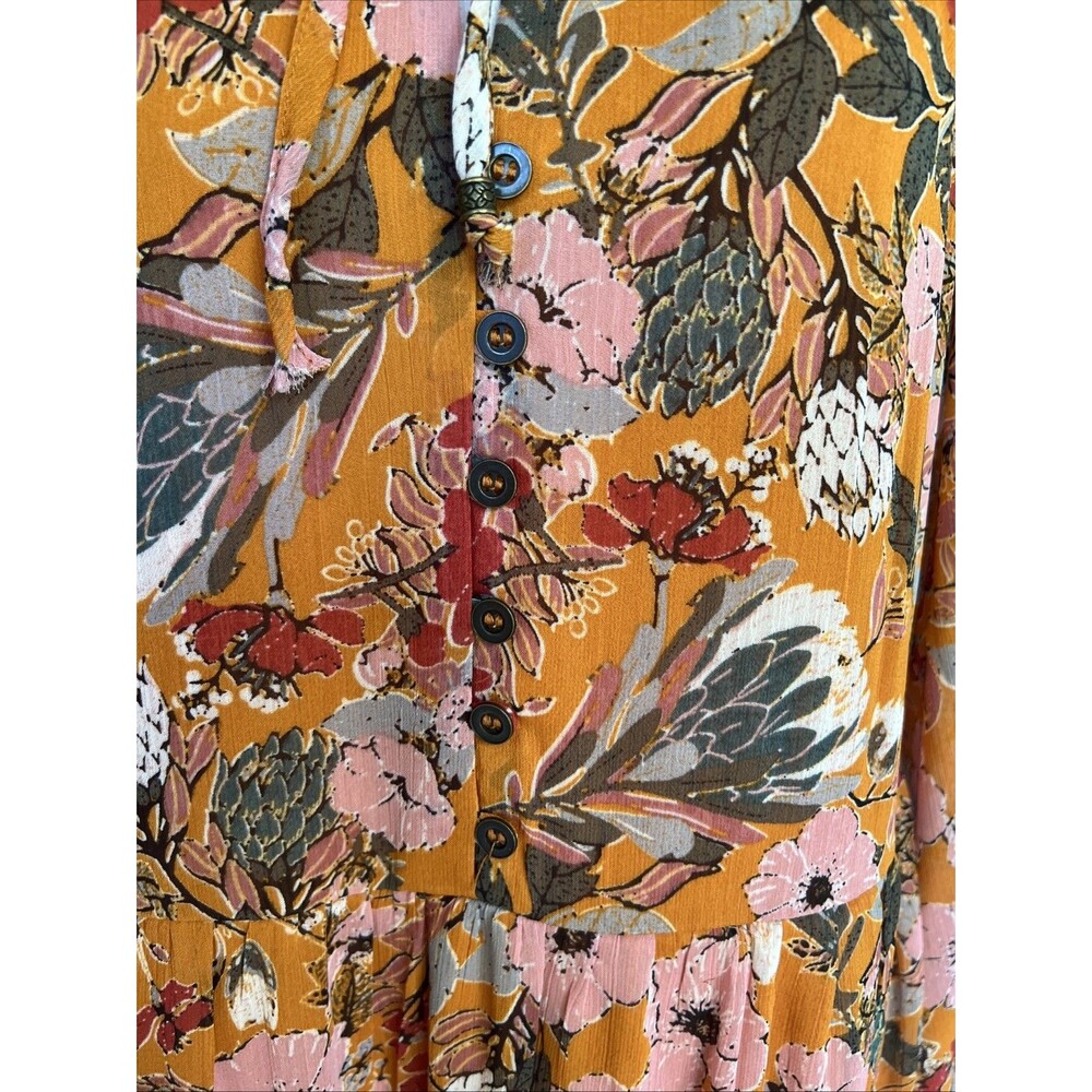 Kate & Sam Burnt Orange Ruffle Maxi Dress Size Medium Pink Long Sleeves Sunset - Picture 5 of 16